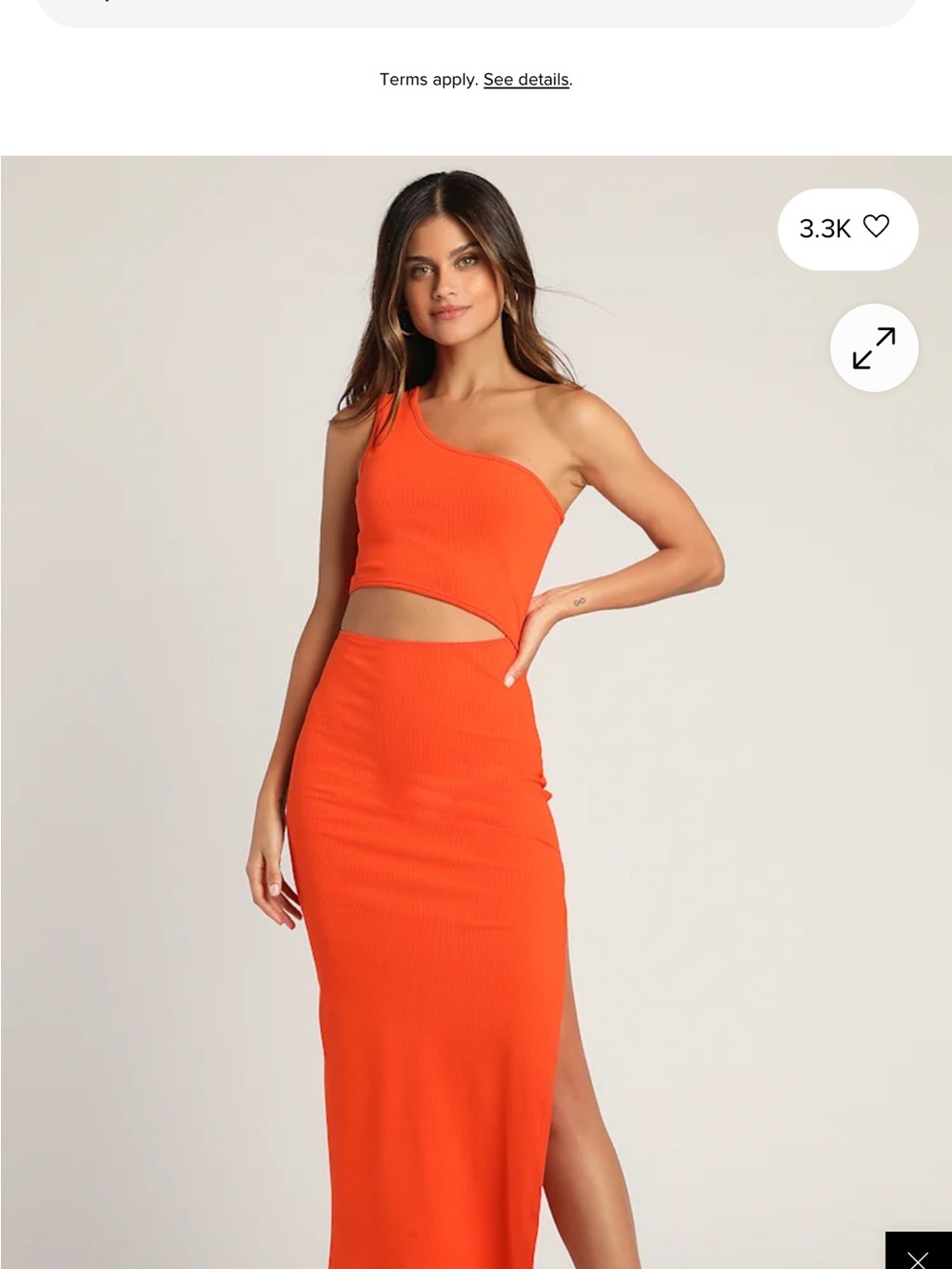Lulu's One-Shoulder Cutout Ribbed Maxi Dress in Vibrant Orange
